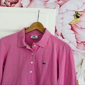 Lacoste Tops - Lacoste Basic Pink Polo Longsleeve w/ Collar Lacoste Tops - Lacoste Basic Pink Polo Longsleeve w/ Collar
